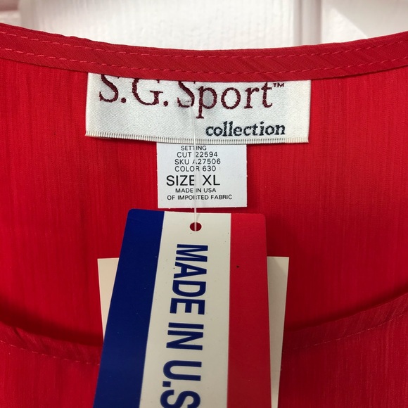 S.G. Sport Collection Red Sleeveless Blouse XL - Picture 2 of 7